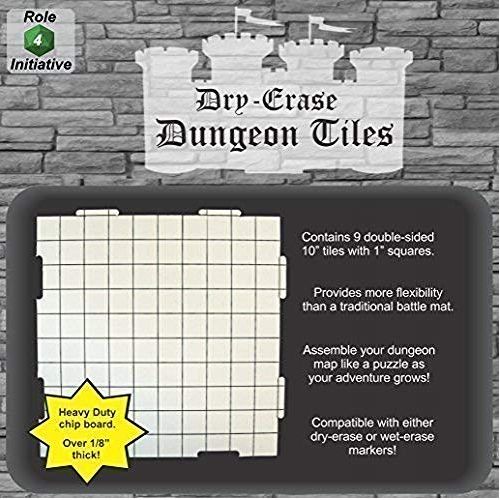 Dry Erase Dungeon Tiles - Pack of Nine 10" Interlocking Tiles