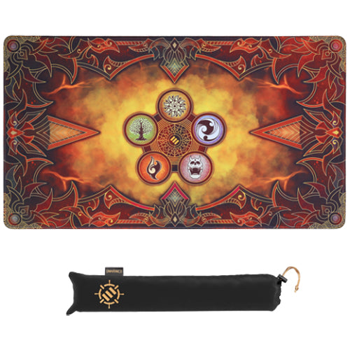 Enhance TCG Playmat with Stitched Edges and Drawstring Pouch (Flames)