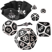 Enhance Tabletop RPGs Collectors Edition 7pc Enamel Dice Set with Drawstring Pouch (Black)