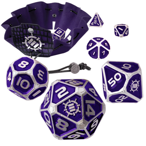 Enhance Tabletop RPGs Collectors Edition 7pc Enamel Dice Set with Drawstring Pouch (Purple)