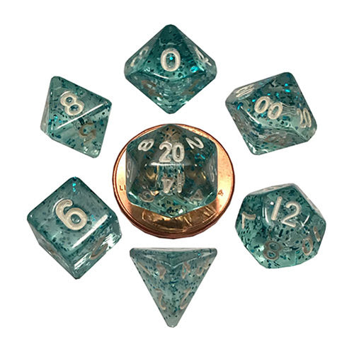 Fanroll - 10mm Mini Polyhedral Dice set - Ethereal Light Blue