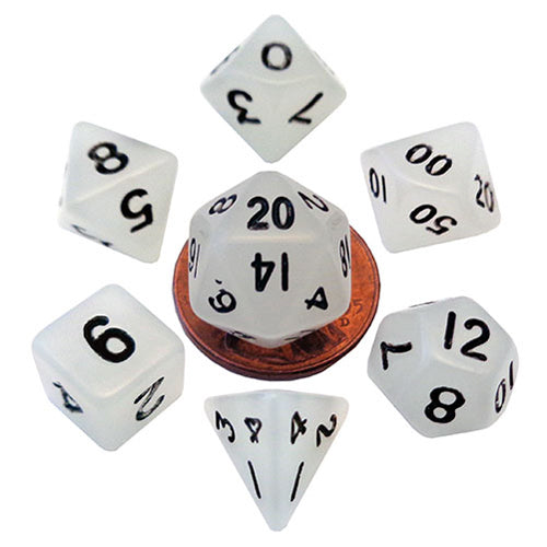 Fanroll - 10mm Mini Polyhedral Dice set - Glow Orange