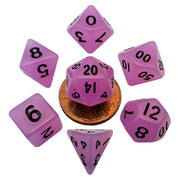 Fanroll - 10mm Mini Polyhedral Dice set - Glow Purple