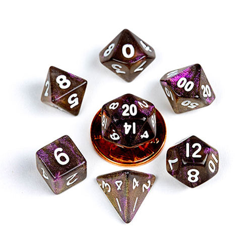 Fanroll - 10mm Mini Polyhedral Dice set - Stardust Supervolcano