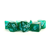 Fanroll - 16mm Acrylic Polyhedral Dice Set: Stardust Green w/ Blue Numbers