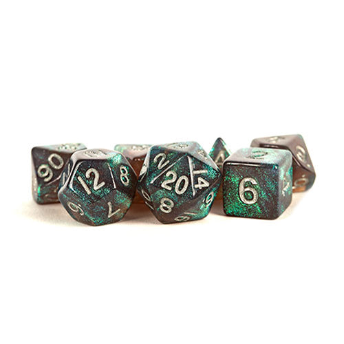 Fanroll - 16mm Acrylic Polyhedral Dice Set: Stardust Grey w/ Silver Numbers
