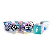 Fanroll - 16mm Aluminium Plated Acrylic Poly Dice Set: Rainbow Aegis w/ White Numbers