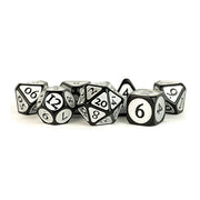Fanroll - 16mm Enamel Acrylic Poly Dice Set: Black w/ Silver Enamel