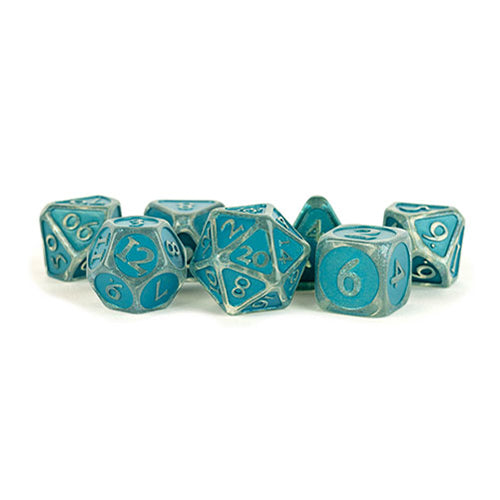 Fanroll - 16mm Enamel Acrylic Poly Dice Set: Ice w/ Blue Enamel