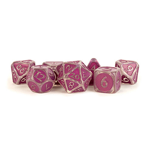 Fanroll - 16mm Enamel Acrylic Poly Dice Set: Ice w/ Purple Enamel