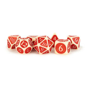 Fanroll - 16mm Enamel Acrylic Poly Dice Set: Ivory w/ Red Enamel