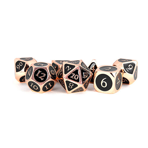 Fanroll - 16mm Metal Polyhedral Dice Set: Copper w/ Black Enamel