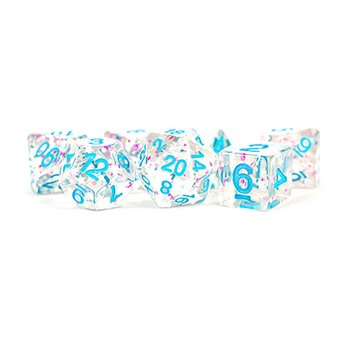 Fanroll - 16mm Resin Polyhedral Dice Set: Clear Confetti