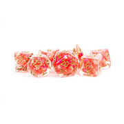 Fanroll - 16mm Resin Polyhedral Dice Set: Pearl Red with Copper Numbers