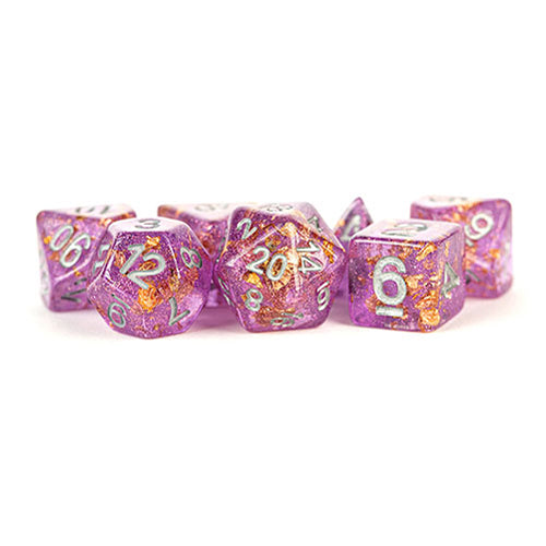 Fanroll - 16mm Resin Polyhedral Dice Set: Purple w/ Gold Foil