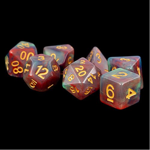 Fanroll - 16mm Resin Polyhedral Dice Set: Red Pearl Swirl