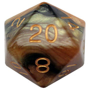 Fanroll - 35mm Mega Acrylic D20 - Black/Yellow w/ Gold Numbers