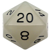 Fanroll - 35mm Mega Acrylic D20 - Glow Clear with Black Numbers