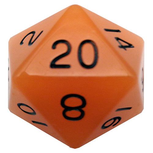 Fanroll - 35mm Mega Acrylic D20 - Glow Orange with Black Numbers