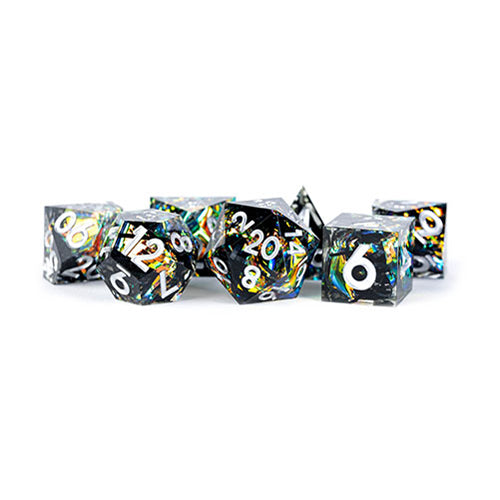 Fanroll - Handcrafted Sharp Edge Resin Dice Set: Simmering Coal