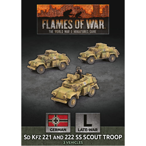 Flames of War: Sd Kfz 221 and 222 SS Scout Troop (x3 Plastic)