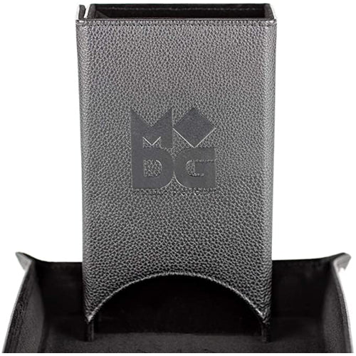Fold Up Leather Dice Tower: Black