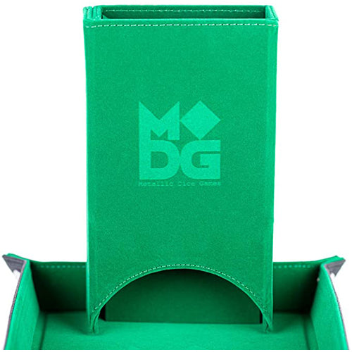Fold Up Velvet Dice Tower: Green
