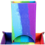 Fold Up Velvet Dice Tower: Watercolour Rainbow