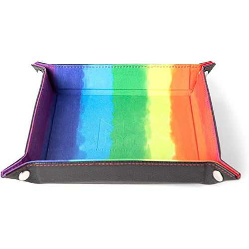 Fold Up Velvet Dice Tray: Watercolour Rainbow