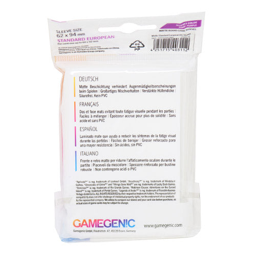 Gamegenic Matte Standard European- Sized Sleeves 62 x 94 mm (50 ct.)
