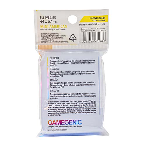 Gamegenic Prime Mini American- Sized Sleeves 44 x 67 mm (50 ct.)