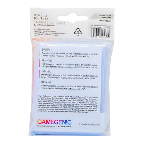 Gamegenic - Prime Standard Card Game Sleeves 66 X 91 mm (50) | Zatu Games Gamegenic - Prime Standard Card Game Sleeves 66 X 91 mm (50) | Zatu Games