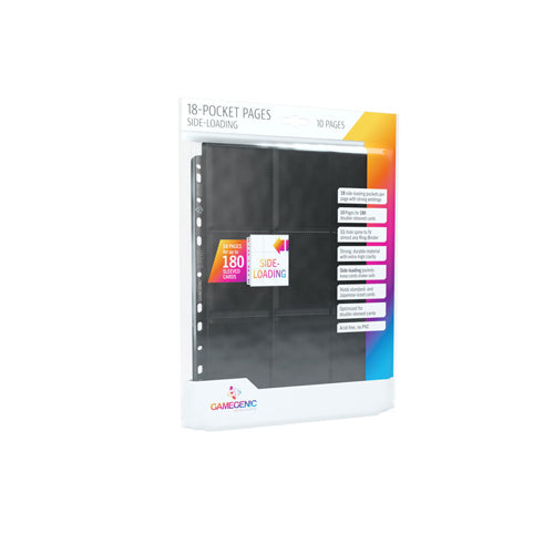 Gamegenic Sideloading 18-Pocket Pages 10 pcs pack Black