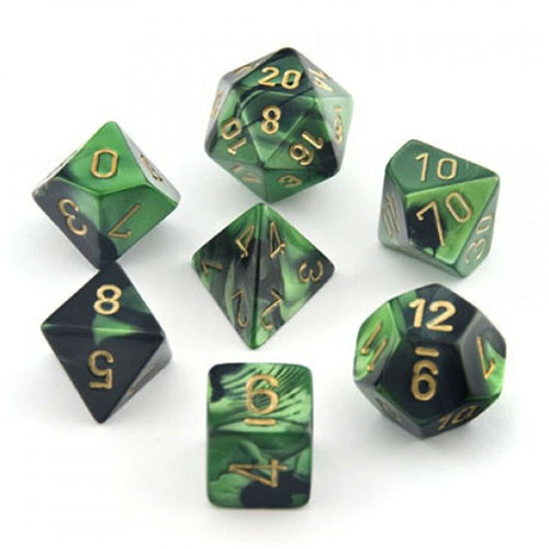 Gemini Poly 7 Set: Black-Green/Gold