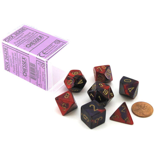 Gemini Polyhedral Dice 7 Set: Purple-red/gold