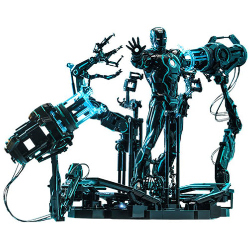 Iron Man 2 Action Figure 1/6 Neon Tech Iron Man with Suit-Up Gantry 32 cm
