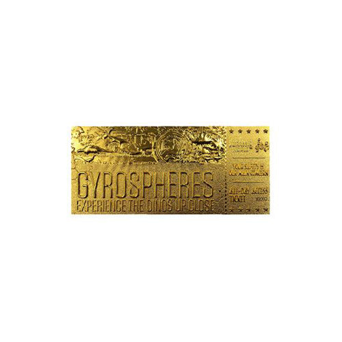 Jurassic World Replica Gyrosphere Collectible Ticket (gold plated)