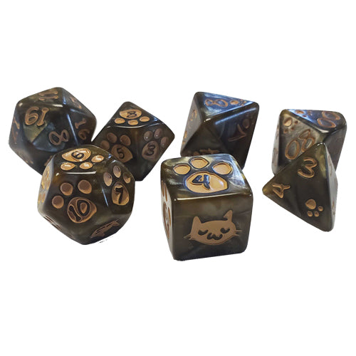 Kitten Polyhedral Dice Set: Brown