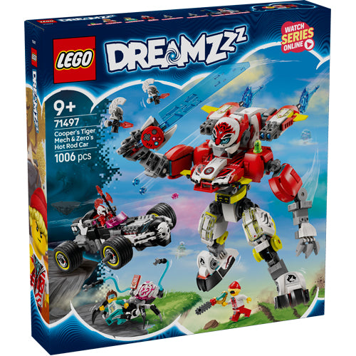 Lego DREAMZzz 71497 Cooper's Tiger Mech & Zero's Hot Rod Car