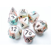 Lustrous Polyhedral Sea Shell/black Luminary™ 7-Die Set (with bonus die)