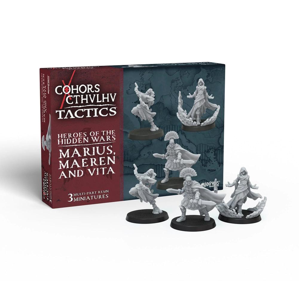 Cohors Cthulhu Tactics Miniatures - Heroes of the Hidden Wars: Marius, Maeren, and Vita