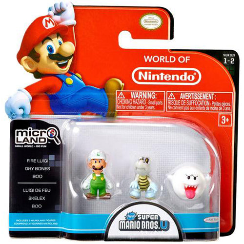 Mario Micro Land Figures 3-pack: Wave 2 - Fire Luigi, Dry Bones, Boo