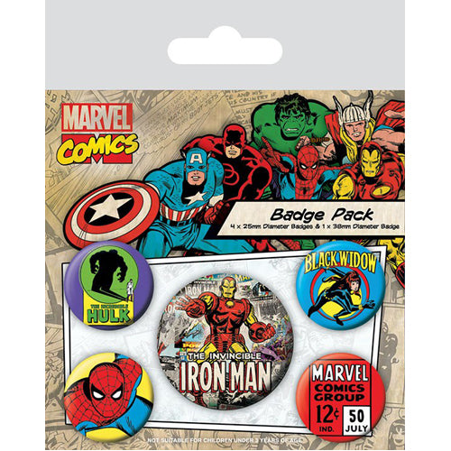 Marvel Comics Pin-Back Buttons 5-Pack Iron Man | Zatu Games