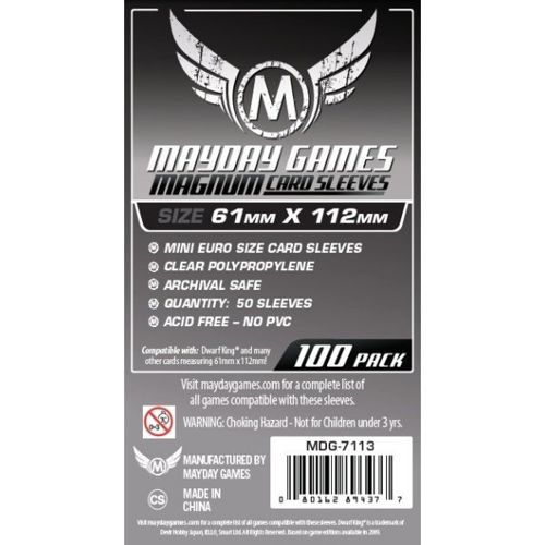 Mayday 100 Clear French Tarot Card Sleeves 61 x 112mm