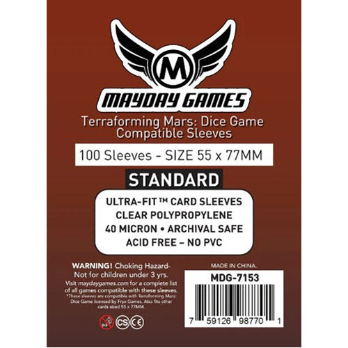 Mayday 100x Terraforming Mars Compatible Card Sleeves 55mm x 77mm