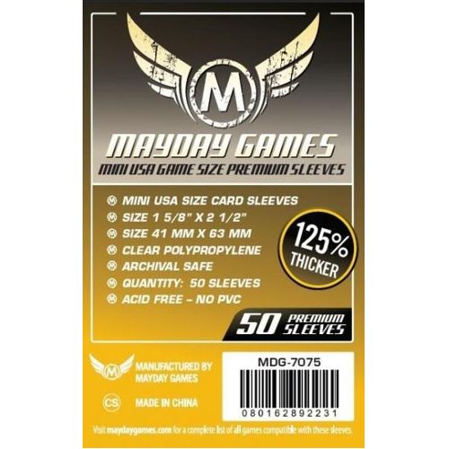 Mayday Premium 50 Clear Mini American Card Sleeves 41 x 63mm | Zatu Games Mayday Premium 50 Clear Mini American Card Sleeves 41 x 63mm | Zatu Games