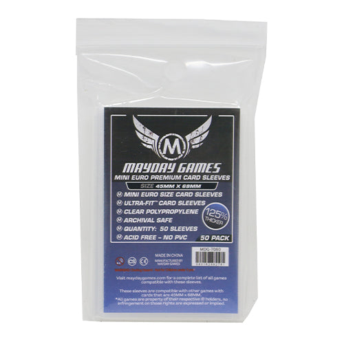 Mayday Premium 50 Clear Mini European Card Sleeves 45 x 68mm
