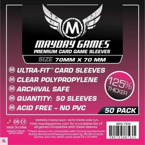 Mayday Premium 50 Clear Square Card Sleeves 70 x 70mm
