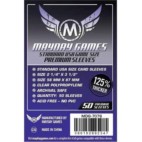 Mayday Premium 50 Clear Standard American Card Sleeves 56 x 87mm