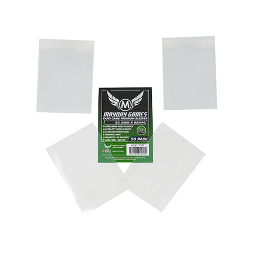 Mayday Premium 50 Clear Standard Card Sleeves 63.5 x 88mm | Zatu Games Mayday Premium 50 Clear Standard Card Sleeves 63.5 x 88mm | Zatu Games